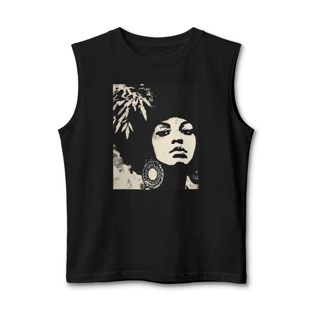 Afro Stencil Muscle Tank - Afrocentric Art by The Trini Gee