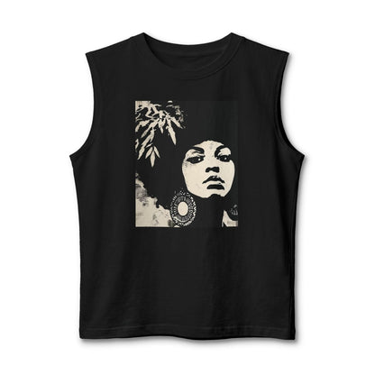 Afro Stencil Muscle Tank - Afrocentric Art by The Trini Gee