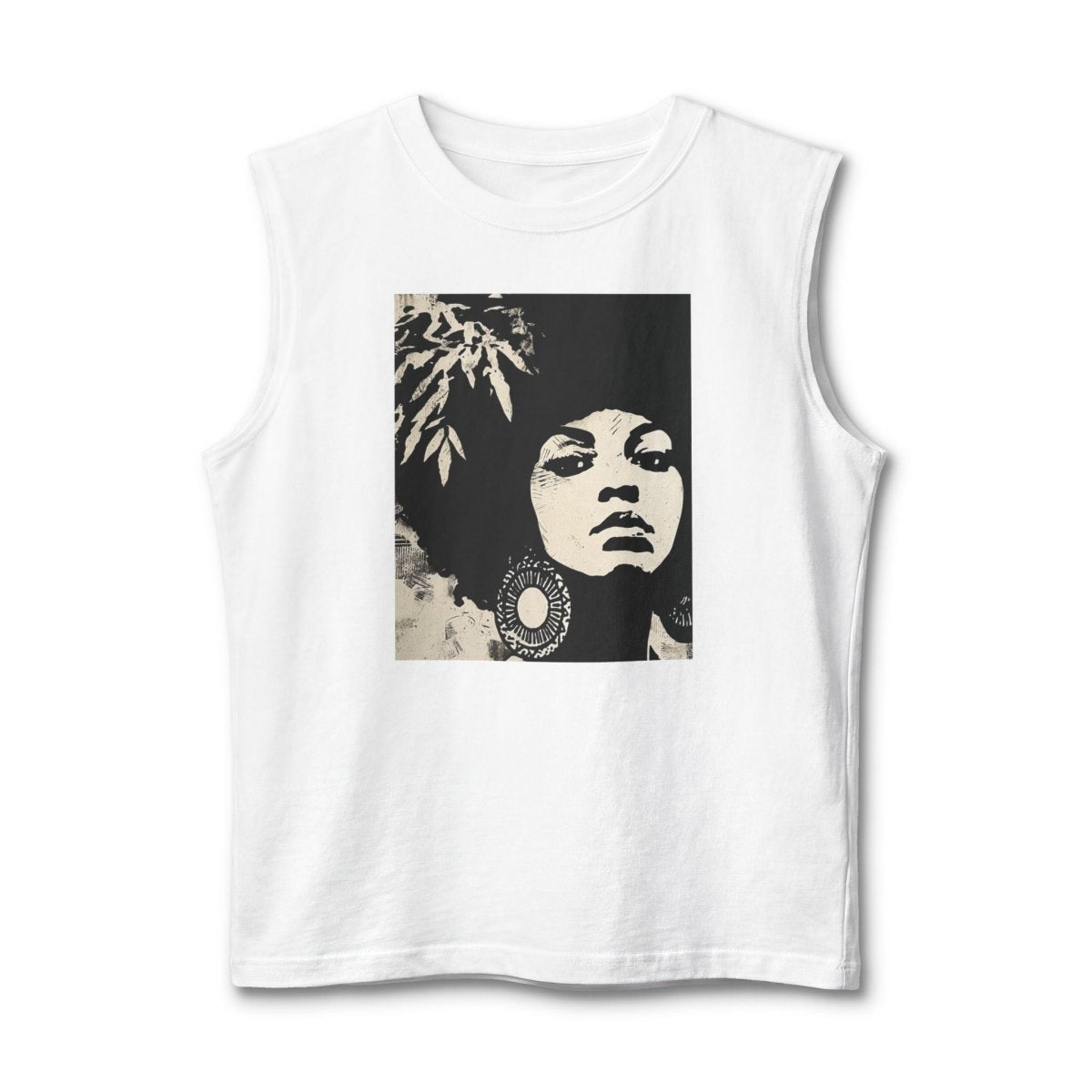 Afro Stencil Muscle Tank - Afrocentric Art by The Trini Gee