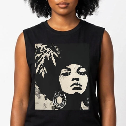 Afro Stencil Muscle Tank - Afrocentric Art by The Trini Gee