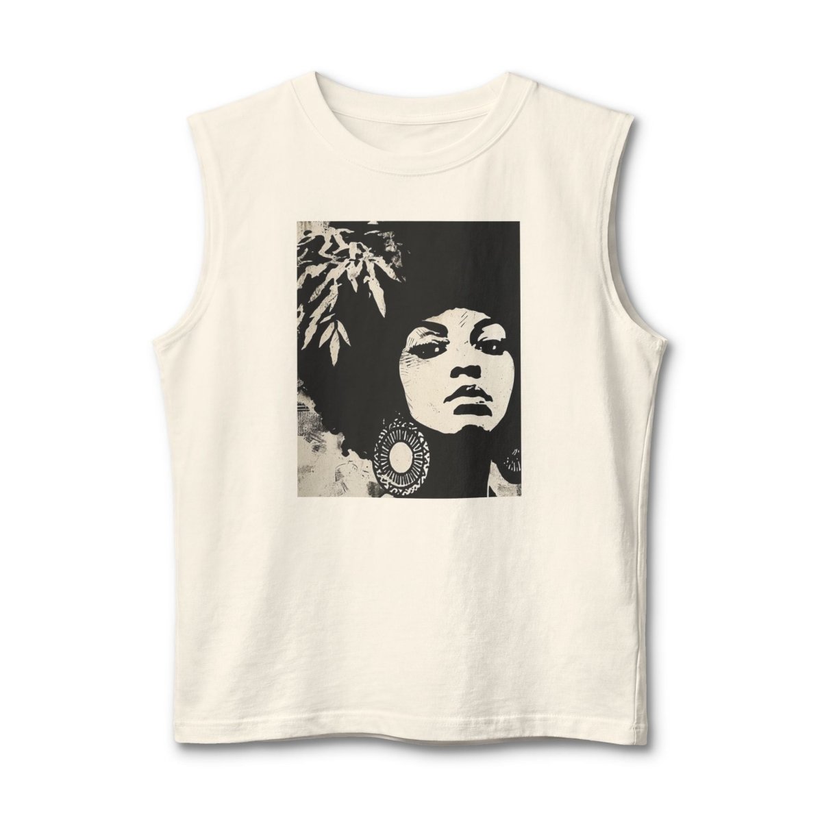 Afro Stencil Muscle Tank - Afrocentric Art by The Trini Gee