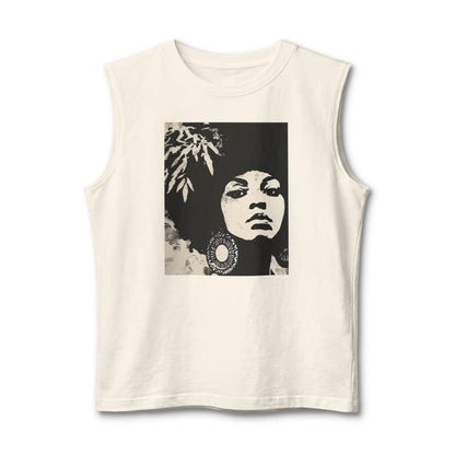 Afro Stencil Muscle Tank - Afrocentric Art by The Trini Gee