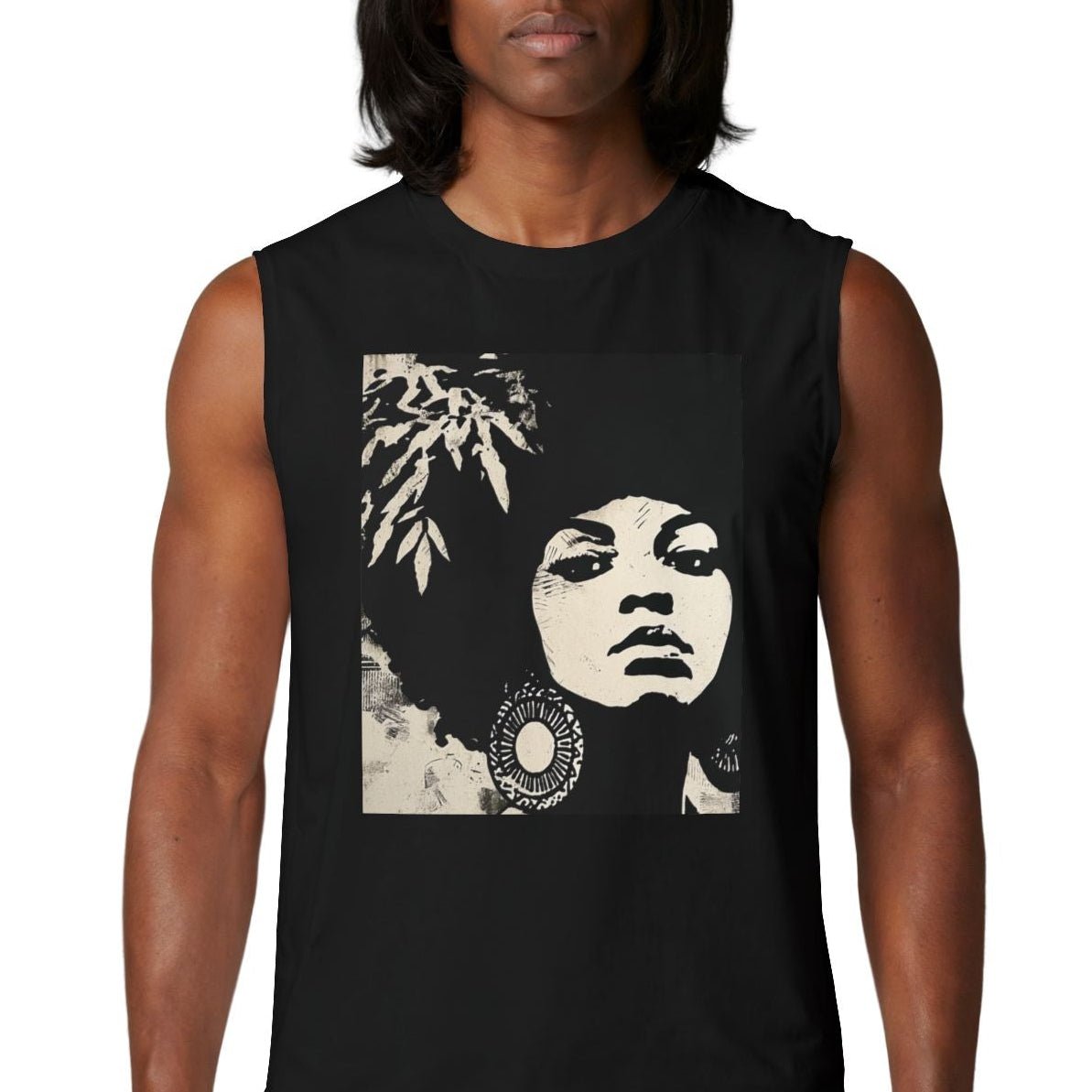 Afro Stencil Muscle Tank - Afrocentric Art by The Trini Gee