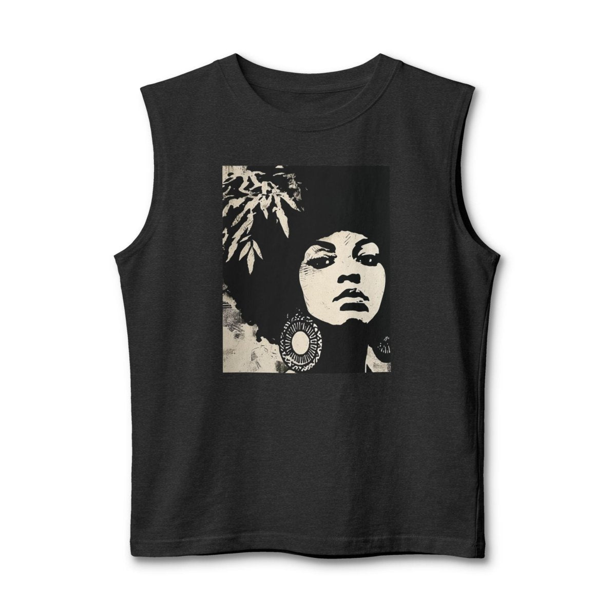 Afro Stencil Muscle Tank - Afrocentric Art by The Trini Gee