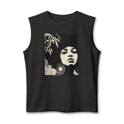 Afro Stencil Muscle Tank - Afrocentric Art by The Trini Gee