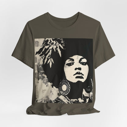 Afro Stencil Portrait Shirt - Afrocentric Art by The Trini Gee