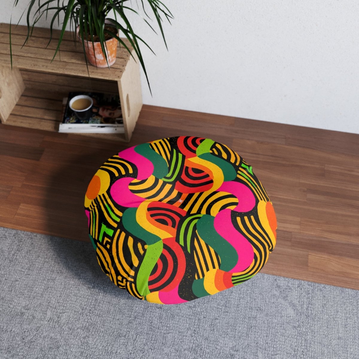 Afro Swirls Floor Pillow - Afrocentric Art by The Trini Gee
