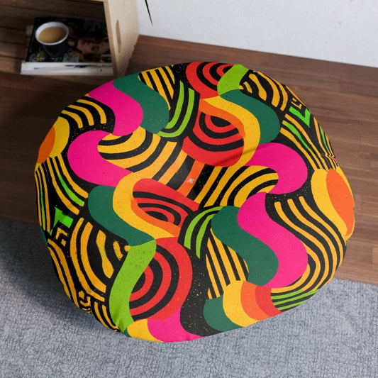 Afro Swirls Floor Pillow - Afrocentric Art by The Trini Gee