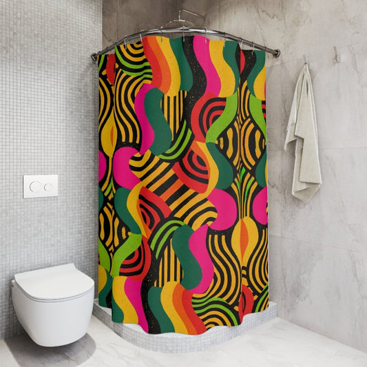 Afro Swirls Shower Curtain - Afrocentric Art by The Trini Gee