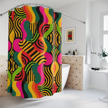 Afro Swirls Shower Curtain - Afrocentric Art by The Trini Gee