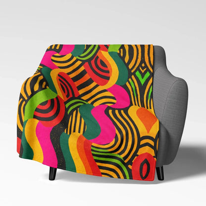 Afro Swirls Throw Blanket - Afrocentric Art by The Trini Gee