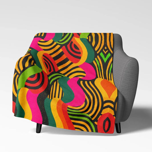 Afro Swirls Throw Blanket - Afrocentric Art by The Trini Gee
