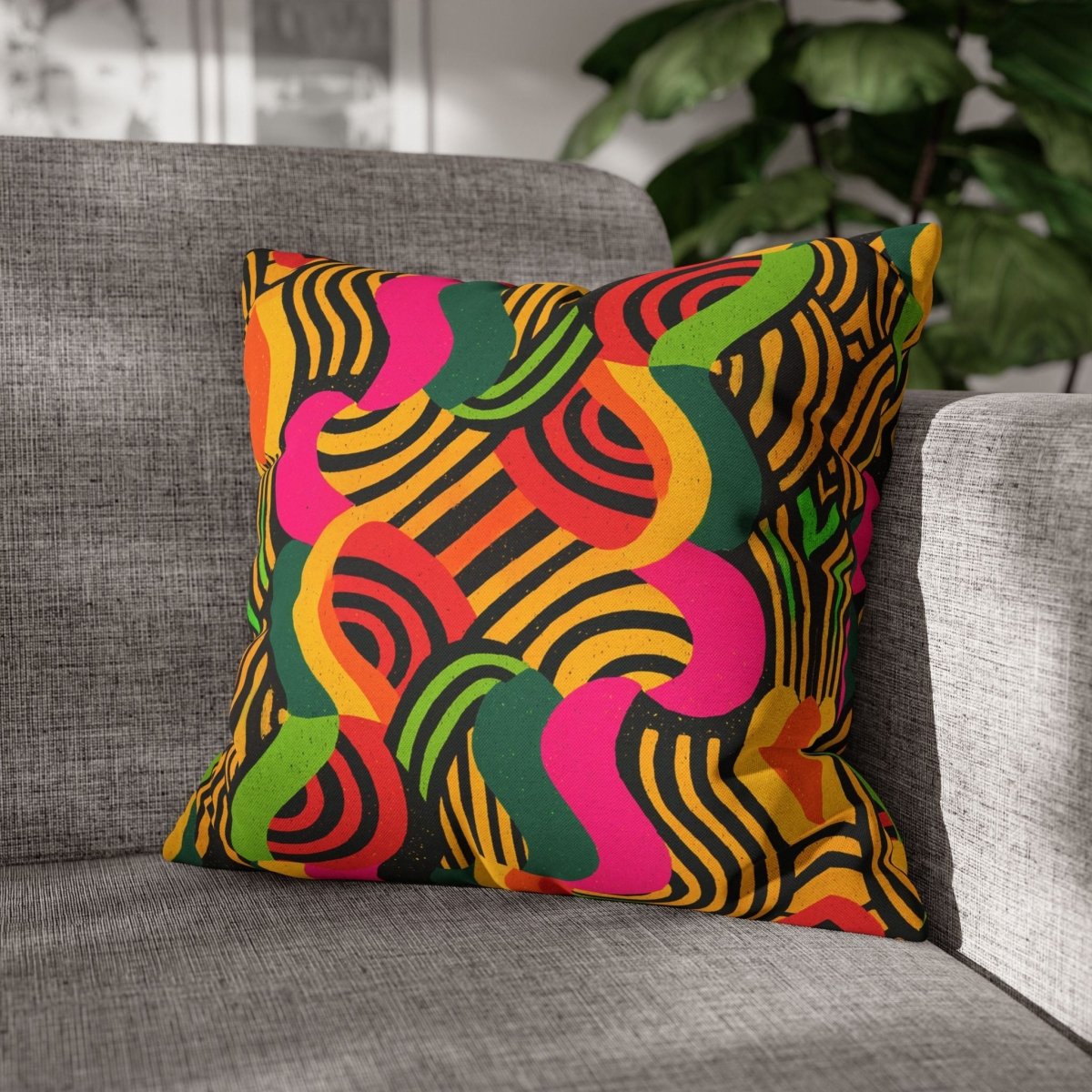 Afro Swirls Throw Pillow - Afrocentric Art by The Trini Gee