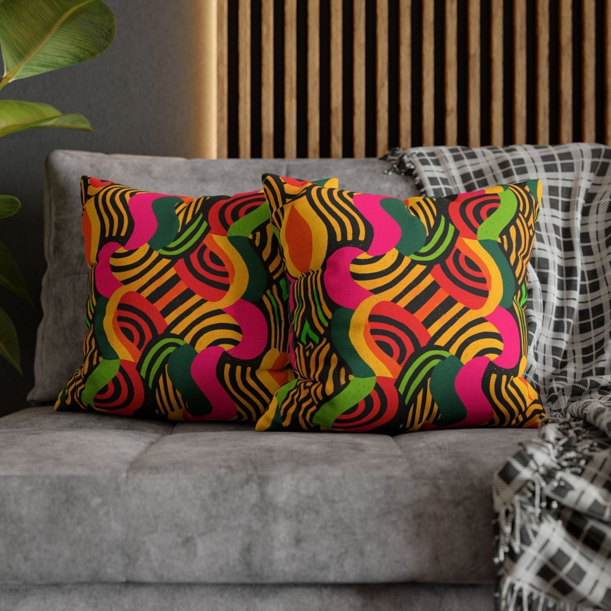 Afro Swirls Throw Pillow - Afrocentric Art by The Trini Gee