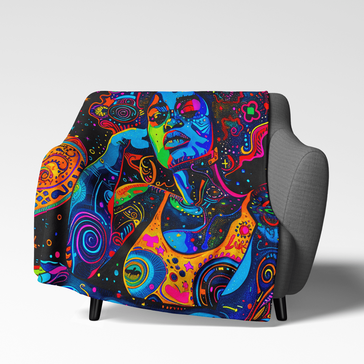 Afro Trippy Blanket - Afrocentric Art by The Trini Gee
