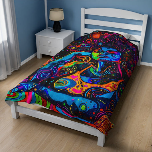 Afro Trippy Blanket - Afrocentric Art by The Trini Gee