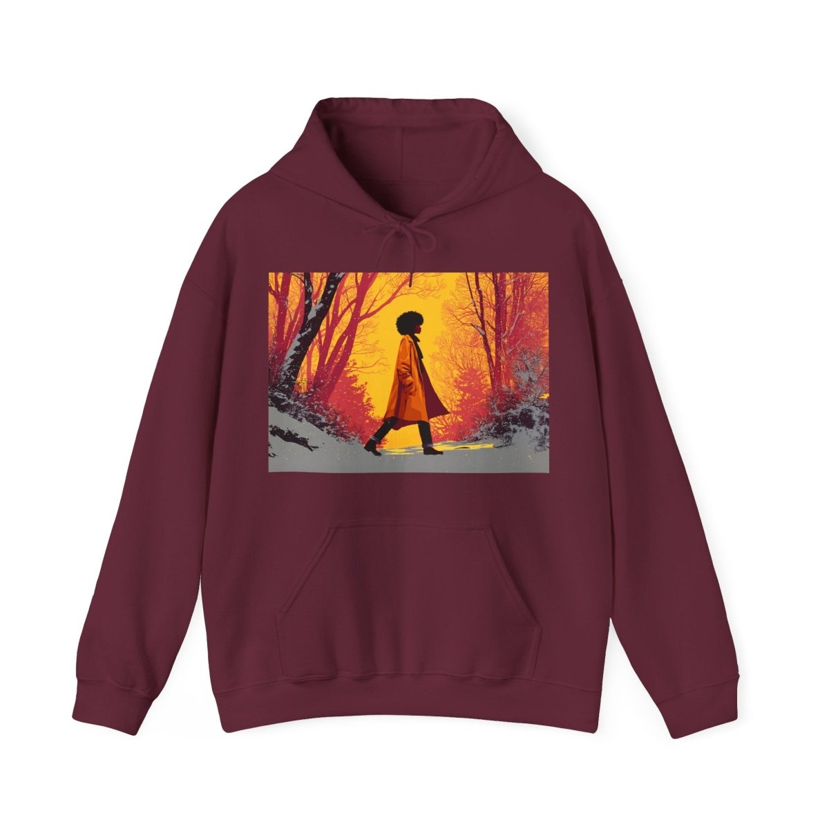 Afro Winter Walk Hoodie - Afrocentric Art by The Trini Gee