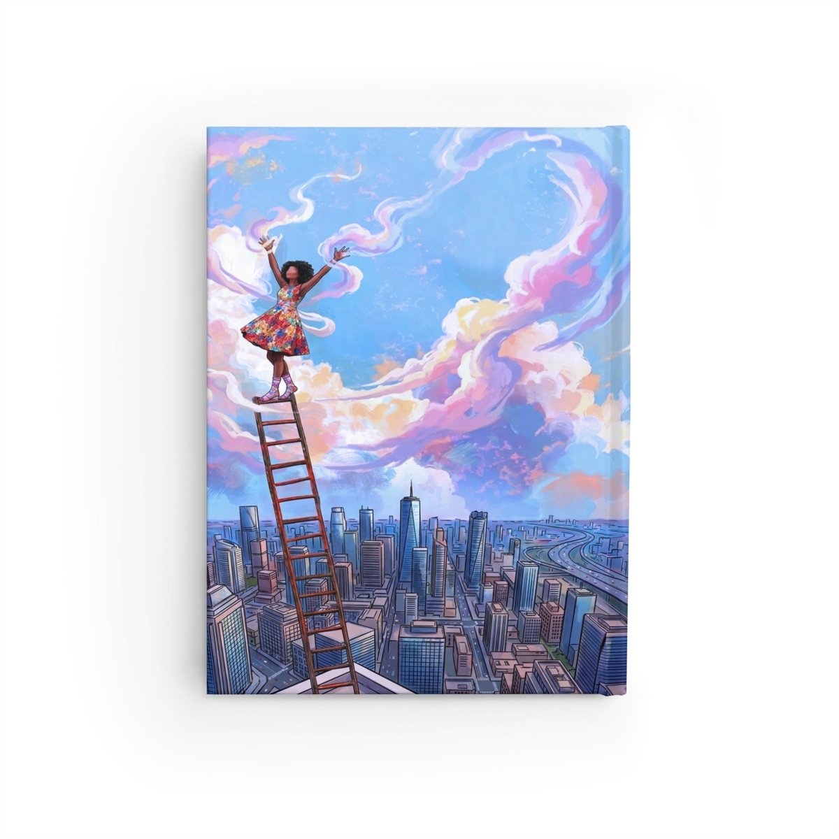 Afro Woman on Ladder Journal - Afrocentric Art by The Trini Gee