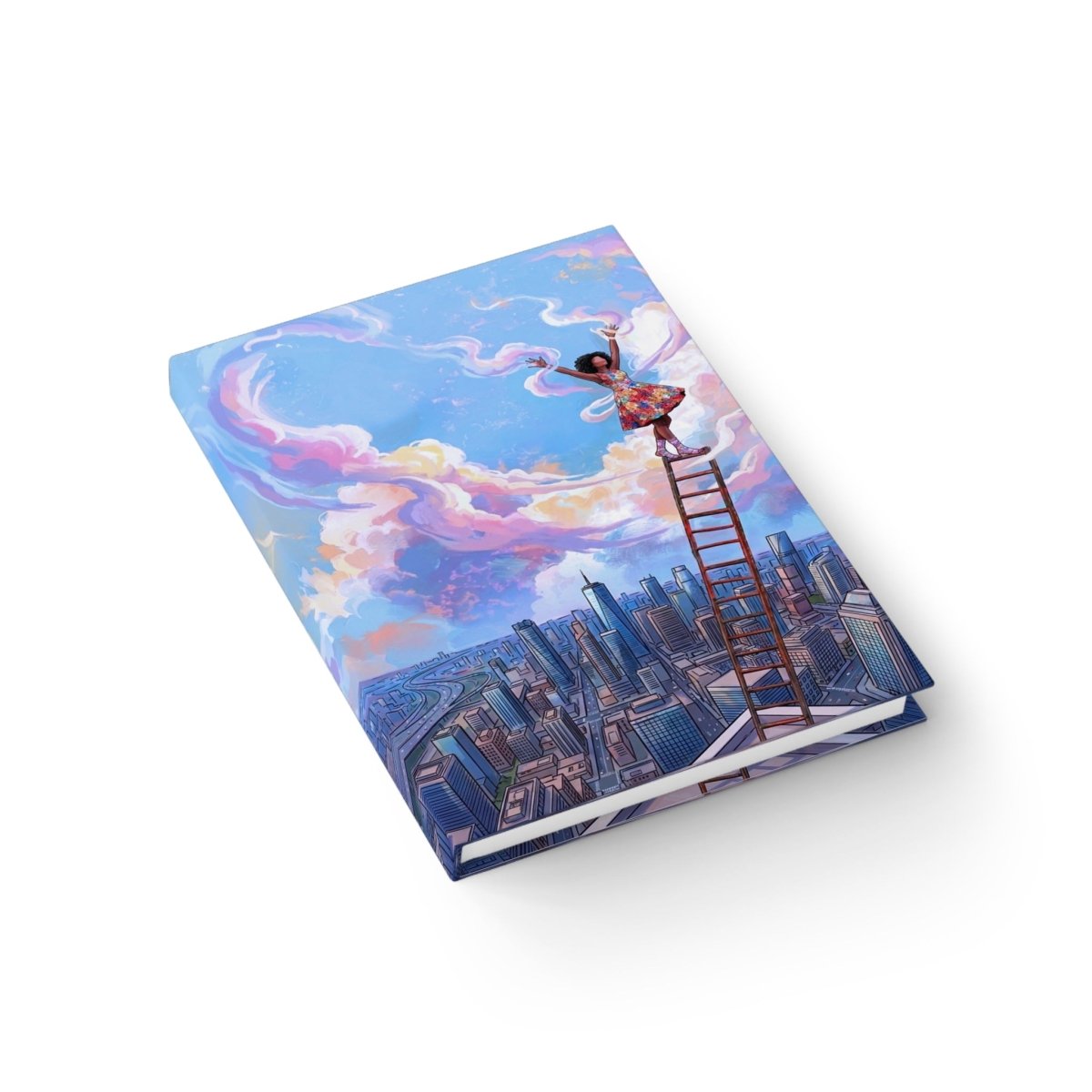 Afro Woman on Ladder Journal - Afrocentric Art by The Trini Gee