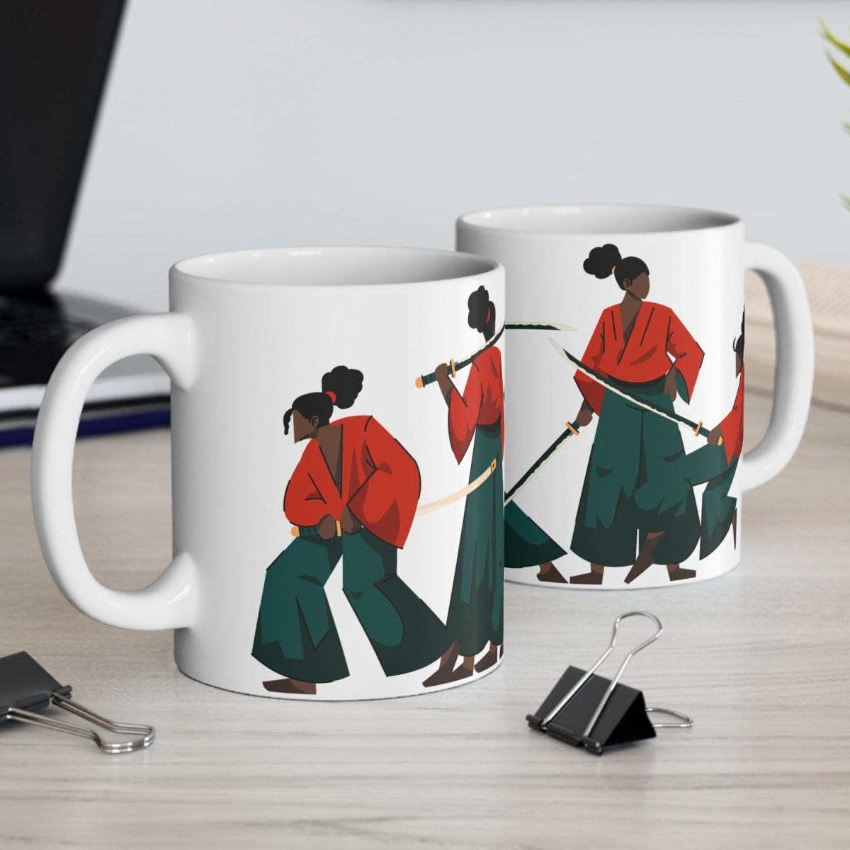 Afro Woman Samurai Mug - Afrocentric Art by The Trini Gee