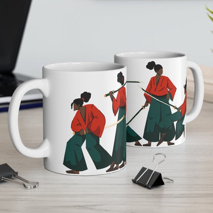 Afro Woman Samurai Mug - Afrocentric Art by The Trini Gee