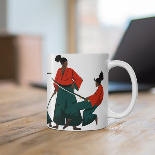 Afro Woman Samurai Mug - Afrocentric Art by The Trini Gee