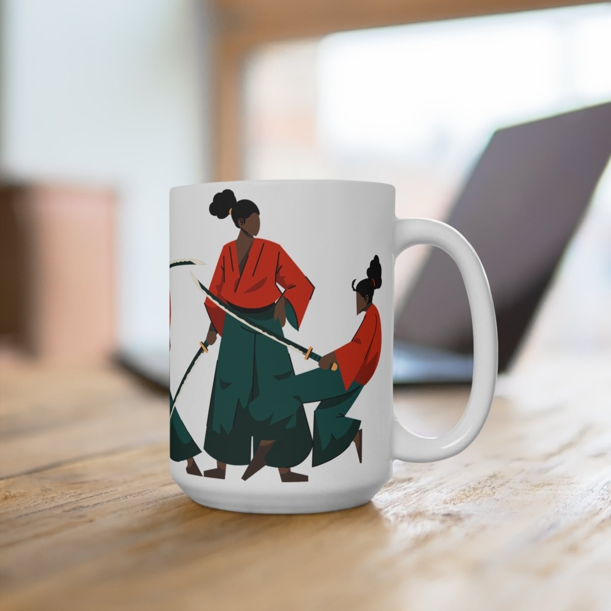 Afro Woman Samurai Mug - Afrocentric Art by The Trini Gee