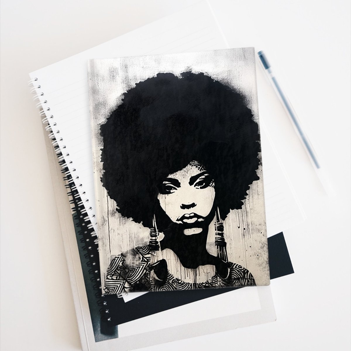 Afro Woman Stencil Journal - Afrocentric Art by The Trini Gee