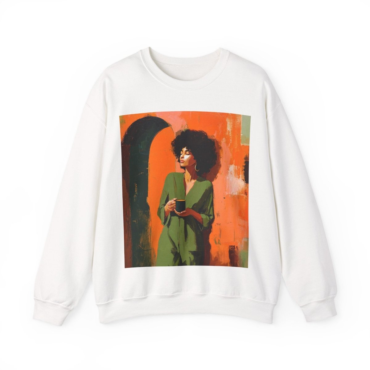 Afro Woman Tea Sweatshirt - Afrocentric Art by The Trini Gee