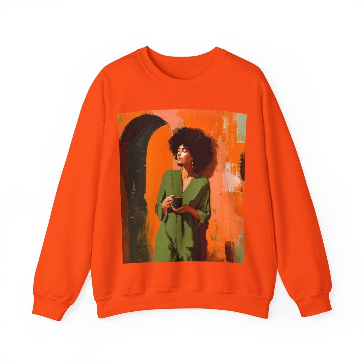 Afro Woman Tea Sweatshirt - Afrocentric Art by The Trini Gee