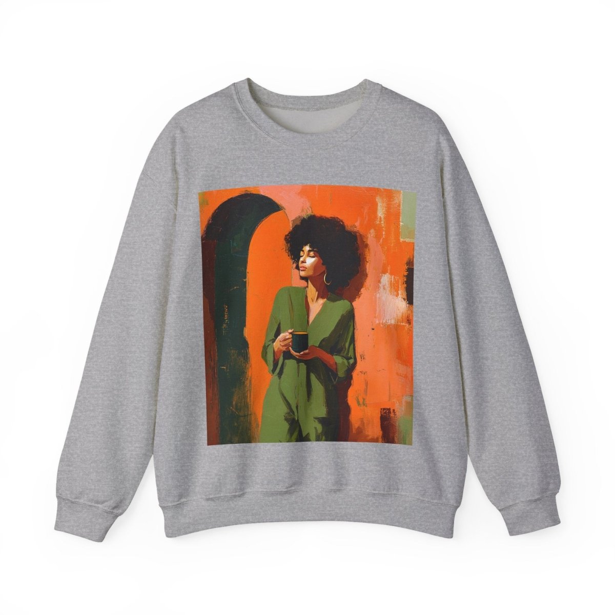 Afro Woman Tea Sweatshirt - Afrocentric Art by The Trini Gee