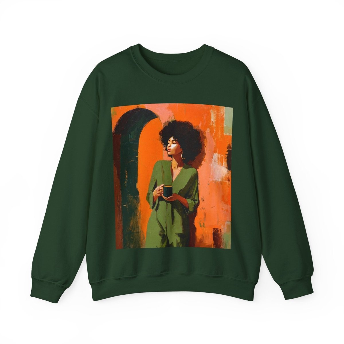 Afro Woman Tea Sweatshirt - Afrocentric Art by The Trini Gee