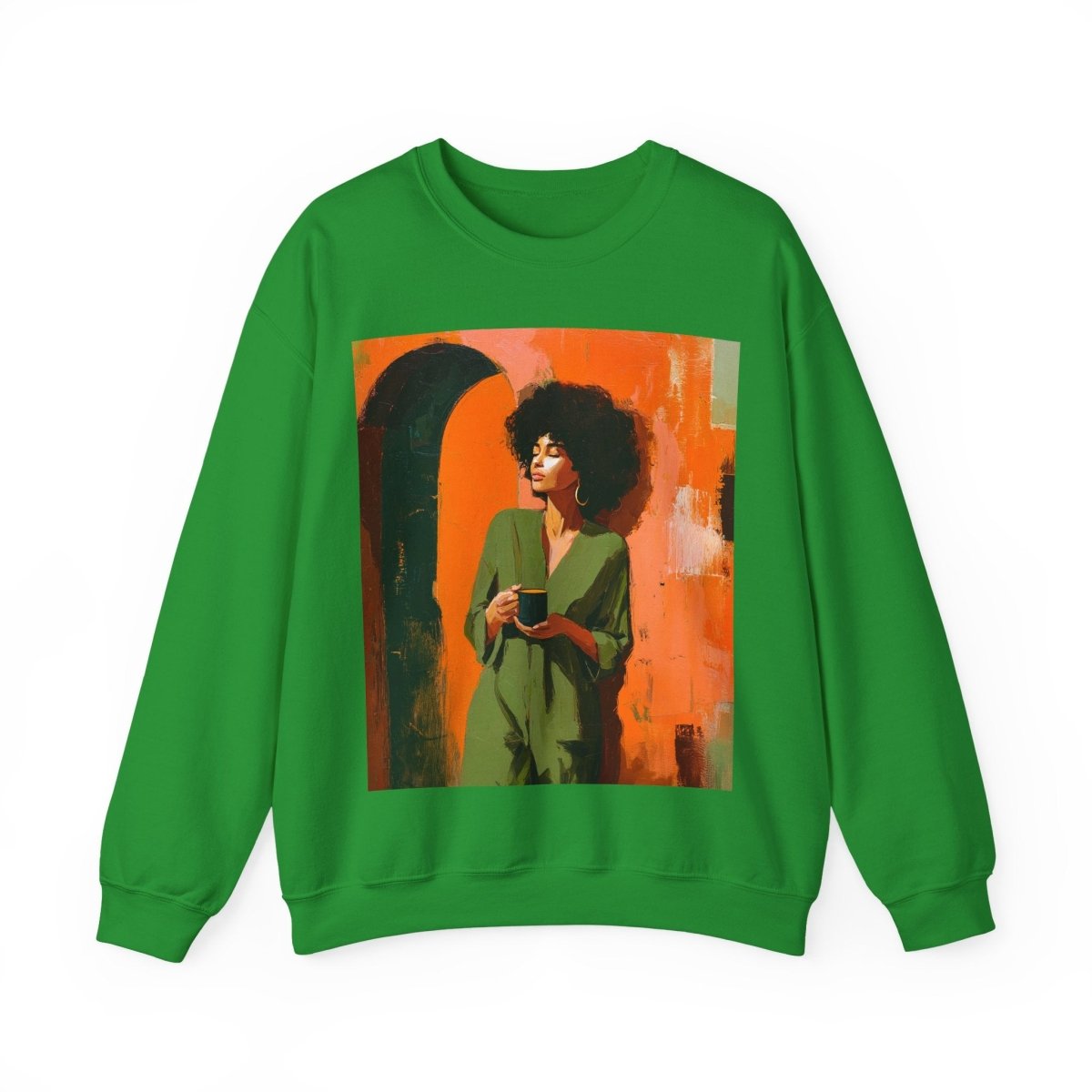 Afro Woman Tea Sweatshirt - Afrocentric Art by The Trini Gee
