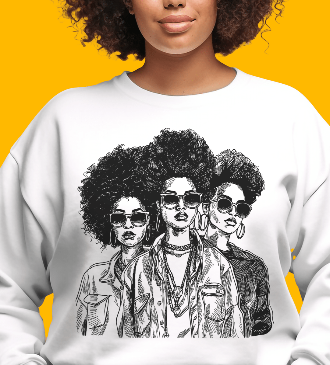 Afro Women Sweatshirt - Afrocentric Art by The Trini Gee