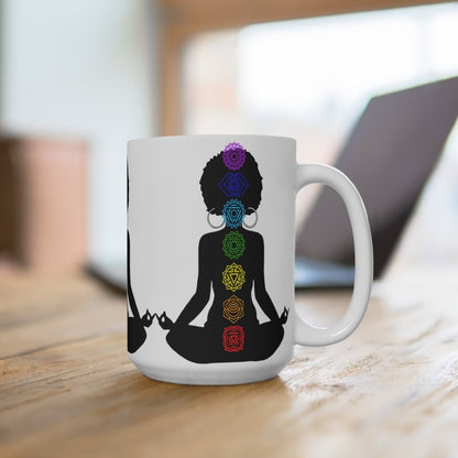 Afro Yoga Chakras Mug - Afrocentric Art by The Trini Gee