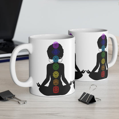 Afro Yoga Chakras Mug - Afrocentric Art by The Trini Gee
