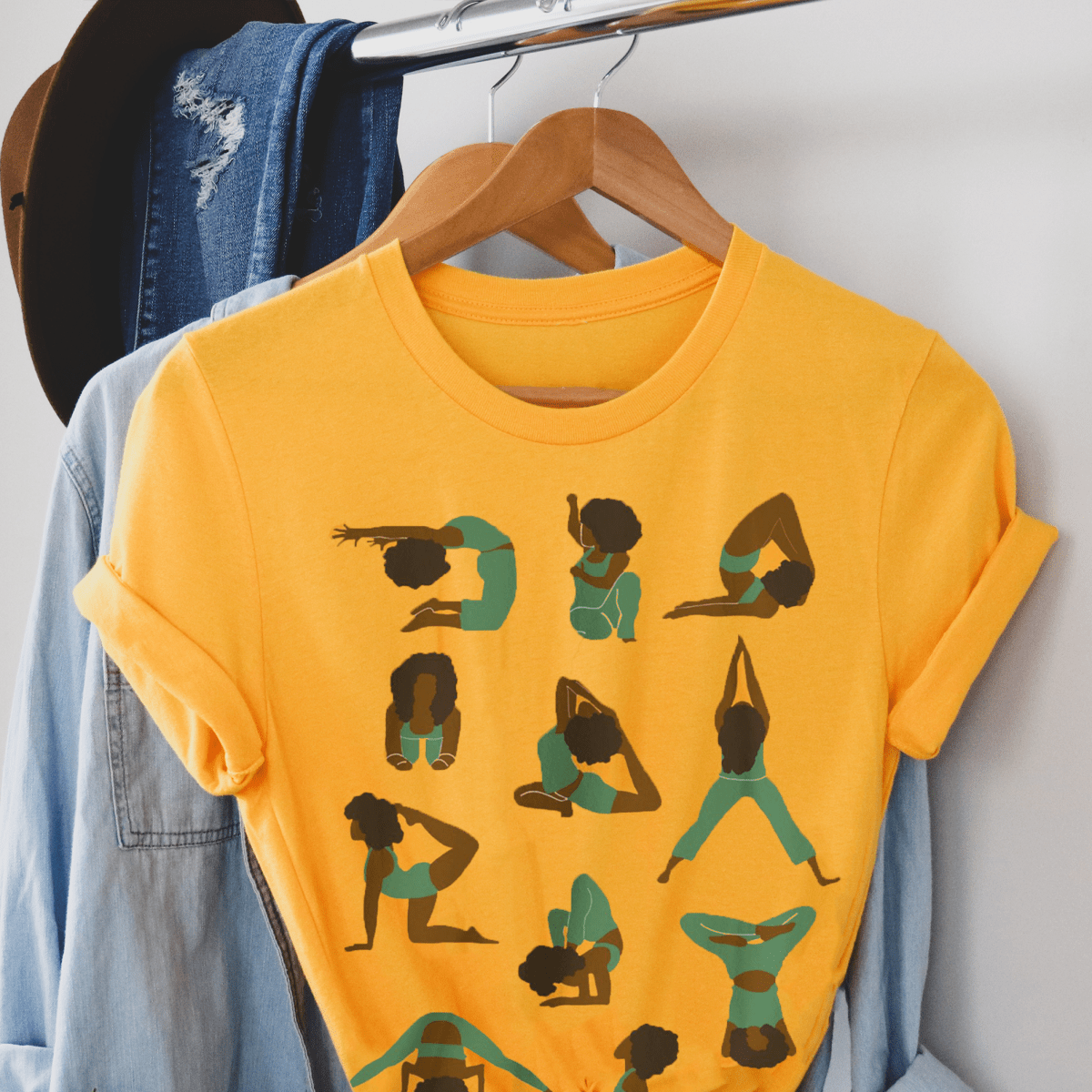 Afro Yoga Poses Shirt - Afrocentric Art by The Trini Gee