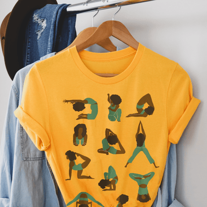 Afro Yoga Poses Shirt - Afrocentric Art by The Trini Gee