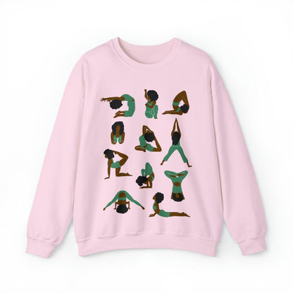 Afro Yoga Poses Sweatshirt - Afrocentric Art by The Trini Gee