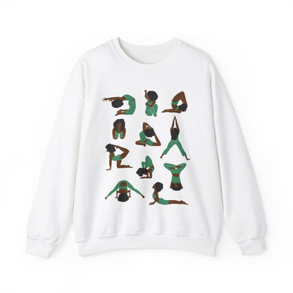 Afro Yoga Poses Sweatshirt - Afrocentric Art by The Trini Gee