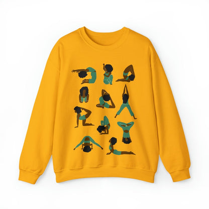 Afro Yoga Poses Sweatshirt - Afrocentric Art by The Trini Gee
