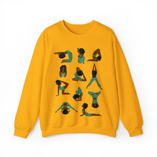 Afro Yoga Poses Sweatshirt - Afrocentric Art by The Trini Gee