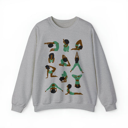 Afro Yoga Poses Sweatshirt - Afrocentric Art by The Trini Gee
