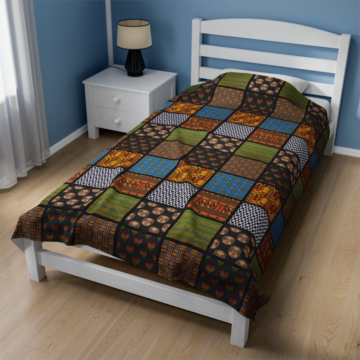 Afrocentric Quilt Style Blanket - Afrocentric Art by The Trini Gee