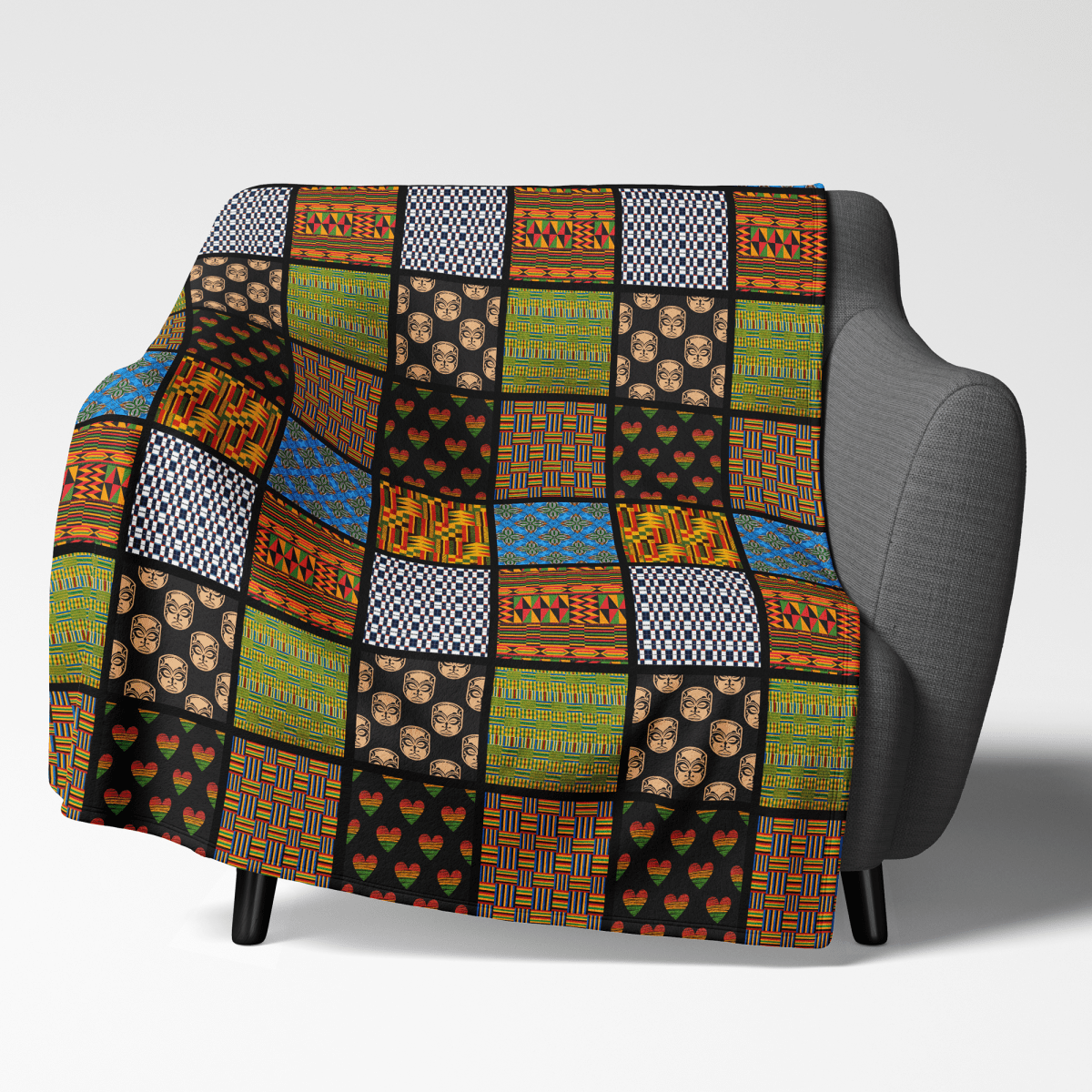 Afrocentric Quilt Style Blanket - Afrocentric Art by The Trini Gee