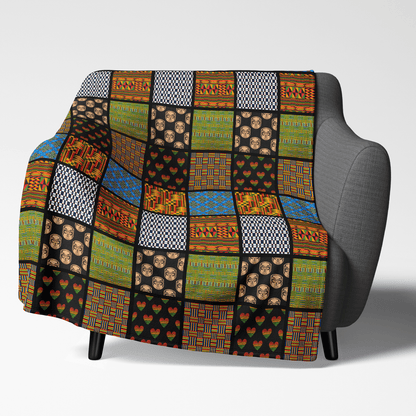 Afrocentric Quilt Style Blanket - Afrocentric Art by The Trini Gee