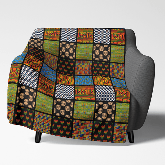 Afrocentric Quilt Style Blanket - Afrocentric Art by The Trini Gee