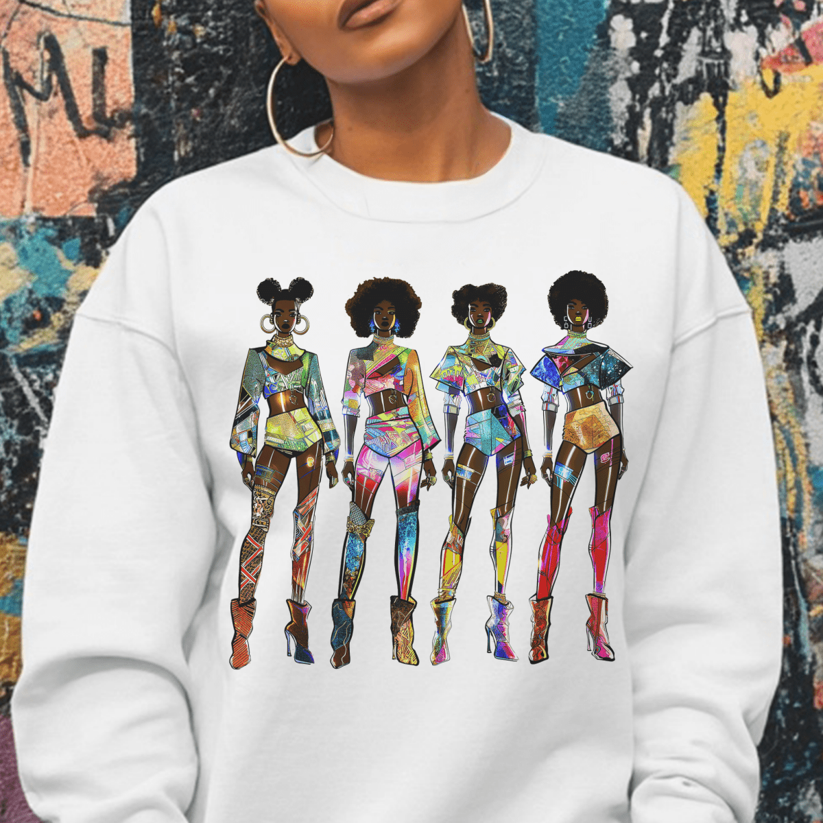 Afrofuturism Fashion Sweatshirt - Afrocentric Art by The Trini Gee