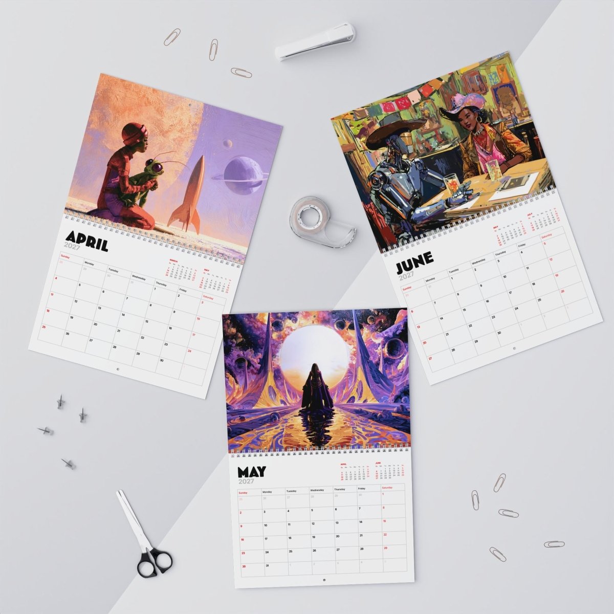 Afrofuturistic Melanin 2027 Wall Calendar - Afrocentric Art by The Trini Gee