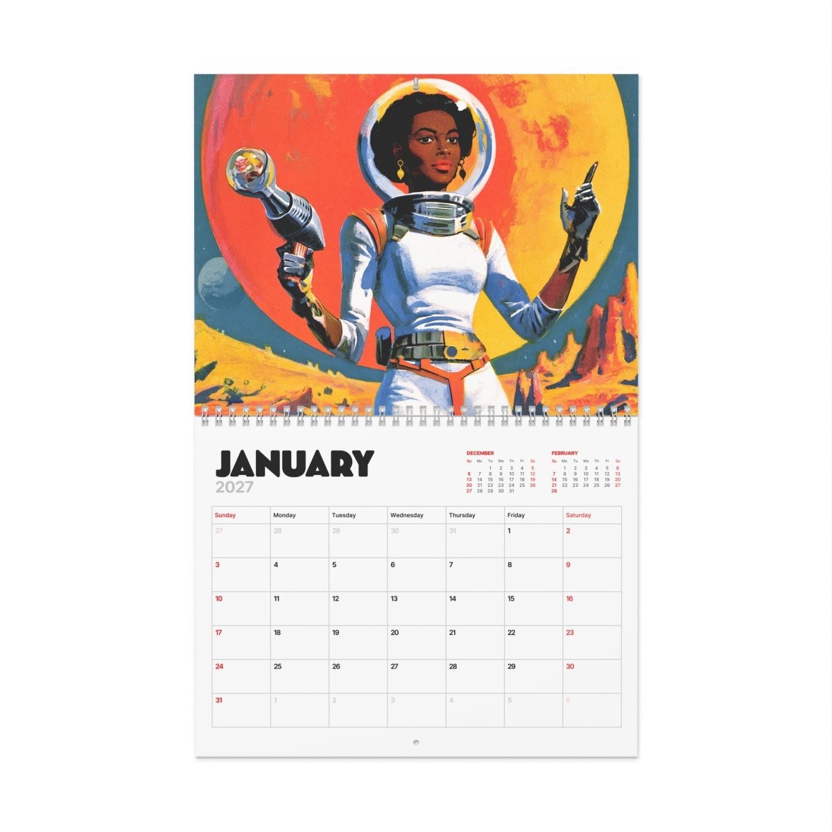 Afrofuturistic Melanin 2027 Wall Calendar - Afrocentric Art by The Trini Gee